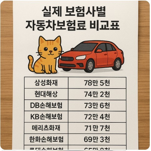 보험사별 자동차보험료