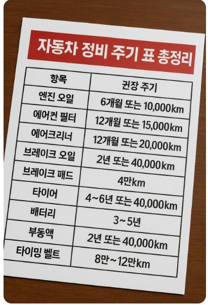 자동차 정비 주기 표