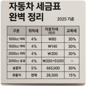 자동차 세금표