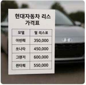 현대자동차 리스 가격표