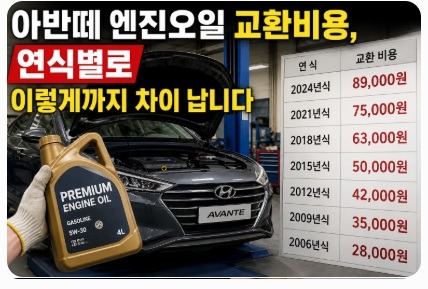 아반떼 엔진오일 교환비용